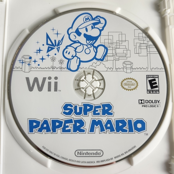 NINTENDO Wii SUPER PAPER MARIO Game In Case w Manual T/W Very Clean Disc - Picture 4 of 5